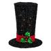 Northlight Seasonal 9.25" Lighted Black Tinsel Top Hat Christmas Tree Topper Clear Lights | 9.25 H x 8 W x 8 D in | Wayfair NORTHLIGHT YS93825