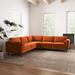 Orange Sectional - Wade Logan® Elberon 3 - Piece Modern Living Room Symmetrical Corner Sofa Upholstery/Velvet, | 33 H x 104.7 W x 33.9 D in | Wayfair
