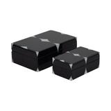 Ivy Bronx Ilina Decorative Storage Boxes - Contemporary Black & White Abstract Design Wooden Boxes for Photos, Jewelry | 4 H x 11 W x 7 D in | Wayfair