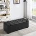 Ebern Designs Pizzaro Faux Leather Flip Top Storage Bench Faux Leather/Wood/Leather in Black | 17.32 H x 50.8 W x 20 D in | Wayfair