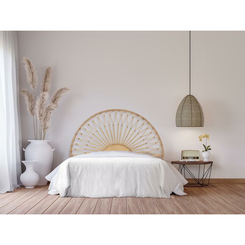 Bettkopfteil – Rattan – 160 cm – Naturfarben – solia – Naturfarben hell