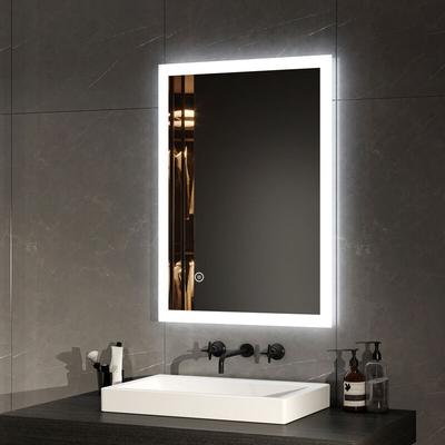 Badspiegel mit Beleuchtung led Badezimmerspiegel 70x50cm (Kaltweißes Licht, Touch-Schalter,