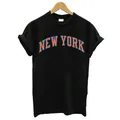 T-shirt manches courtes pour femmes estival et kawaii imprimé New York noir et blanc années 90