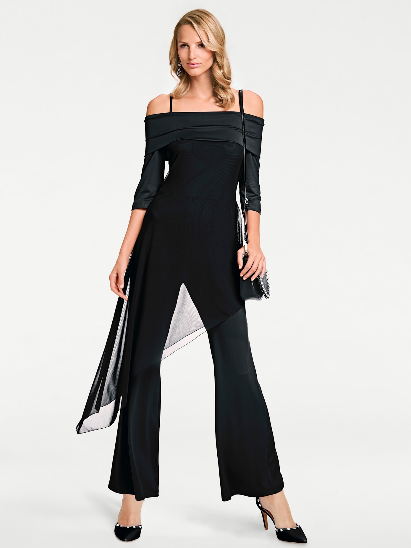 Overall, Damen, Gr. 44, schwarz, 95% Polyester, 5% Elasthan, Netzmaterial:100% Polyamid, PATRIZIA DINI BY HEINE, unifarben, lang, Overalls Image