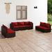 vidaXL Patio Lounge Set with Cushions Poly Rattan Brown - 27.6" x 27.6" x 24" - 27.6" x 27.6" x 24"