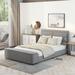 Nestfair Gray Full Size Upholstery Platform Bed with Storage Headboard and Footboard