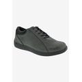 Extra Wide Width Women's Tulip Oxford Flat by Drew in Black Foil Leather (Size 7 WW)