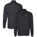 Men's Cutter & Buck Black Oklahoma State Cowboys Big Tall Traverse Camo Print Stretch Quarter-Zip Pullover Top