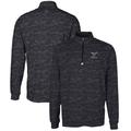 Men's Cutter & Buck Black Delaware State Hornets Big Tall Traverse Camo Print Stretch Quarter-Zip Pullover Top