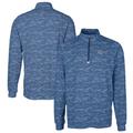 Men's Cutter & Buck Navy George Washington University Big Tall Traverse Camo Print Stretch Quarter-Zip Pullover Top