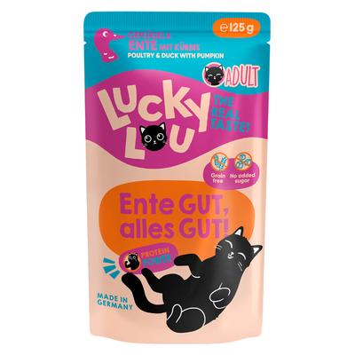 48x 125g Lucky Lou Adult Geflügel & Ente Katzenfutter nass