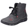 Winterboots RIEKER, Damen, Gr. 37, grau, Lederimitat, Textil, sportlich, Schuhe, Schnürboots, Stiefelette, Casual-Boots mit softem Schaftrand