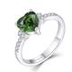 JO WISDOM Women Ring,925 Sterling Silver Solitaire Heart Engagement Wedding Anniversary Promise Ring with 7.5 * 7.5mm 5A Cubic Zirconia May Birthstone Emerald Color,Jewellery for Women,N