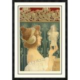 Global Gallery 'Woman Sculpting' by Privat Livemont Framed Vintage Advertisement Canvas in Green | 42 H x 28.92 W in | Wayfair DPF-295831-36-119