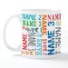 Trinx Personalized Planet Name Repeating Mug Personalized Coffee Mug w/ 3 Custom Names Printed, White Cup w/ Handle | 4.5 H x 3.25 W in | Wayfair