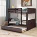 Evda Full over Full Solild Wood Bunk Bed w/ Trundle by Harriet Bee Wood in Brown | 59.9 H x 57 W x 79.5 D in | Wayfair