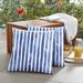 Longshore Tides Anferny Indoor/Outdoor Striped Blue Square Throw Cushion Cover Polyester/Polyfill blend | 22 H x 22 W x 6 D in | Wayfair