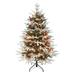 Puleo International 4.5 ft. Pre-lit Flocked Halifax Fir Artificial Christmas Tree