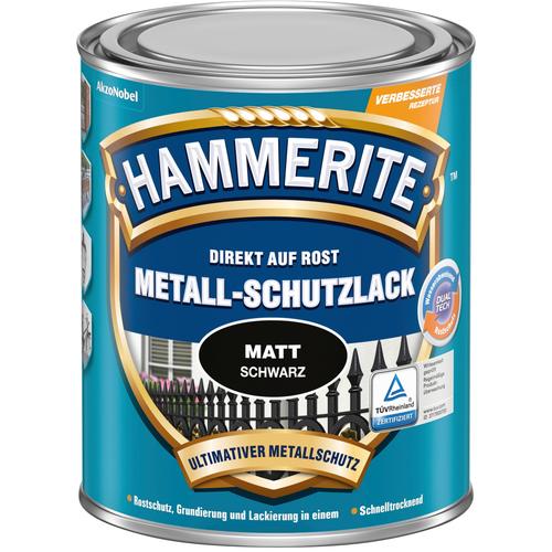 Hammerite Metallschutzlack, matt, 0,25 Liter schwarz Metallschutzlack Lacke Farben Bauen Renovieren