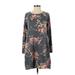 12pm by Mon Ami Casual Dress: Gray Floral Dresses - Women's Size Small