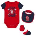 Newborn & Infant Red/Navy St. Louis Cardinals Little Champ Three-Pack Bodysuit Bib Booties Set