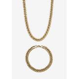 Men's Big & Tall Men's Yellow Gold Ion Plated Stainless Steel Set 30" Curb Link Necklace 9" Chain by PalmBeach Jewelry in Gold