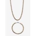 Men's Big & Tall Men's Yellow Gold Ion Plated Stainless Steel Chain 2 Piece Set 6Mm 9 And 24 In by PalmBeach Jewelry in Gold