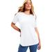 Plus Size Women's Short-Sleeve Crewneck One + Only Tee by June+Vie in White (Size 30/32)