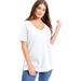 Plus Size Women's Short-Sleeve V-Neck One + Only Tunic by June+Vie in White (Size 30/32)