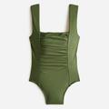 J. Crew Swim | J. Crew Ruched Squareneck One Piece Swim Suit Size 2 Bf179 | Color: Green | Size: 2