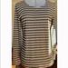 Anthropologie Tops | New Anthropologie Numph Long Sleeve Ribbed Top Gold Burgundy Gray Green | Color: Gold/Pink | Size: M