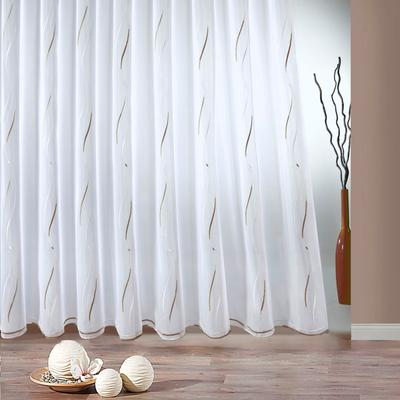 Gardine WECKBRODT "VIVIEN" Gr. 11, weiß (caramel, weiß), B:750cm H:175cm, Voile, Polyester, Gardinen, echte Stickerei, Voile, Allover, Motiv, Halbtransparent, gebogt, Store Image