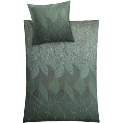 Bettwäsche KLEINE WOLKE "Jamiro", grün (tannengrün), B/L: 155cm x 220cm, , Mako-Satin, B/L: 80cm x 80cm, Mako-Satin, Obermaterial: 100% Baumwolle, Bettwäsche, mit Blättern Image