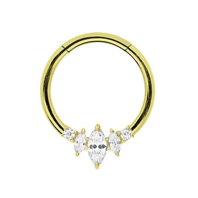 Dehnschnecke ADELIA´S "Piercing Ohrpiercing", Damen, gold, Chirurgiestahl, modisch, Piercings, Mit fünf ovalen gefassten Steinen