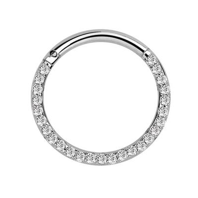 Dehnschnecke ADELIA´S "Piercing Ohrpiercing", Damen, silber, Chirurgiestahl, modisch, Piercings, Steinkranz mit klaren gefassten Steinen in 1,2 mm Stärke