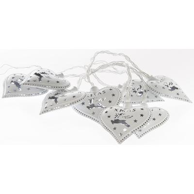 Dekoobjekt "Weihnachtsdeko mit 10 LEDs", silber (silberfarben), Ø, MYFLAIR MÖBEL & ACCESSOIRES, Dekofiguren, LED-Lichterkette mit Herzen und Rentiermotiv, Länge ca. 180 cm Image