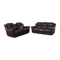 Beverly Fine Furniture 2 Piece Faux Leather Reclining Living Room Set Faux Leather in Brown | 40.5 H x 79 W x 37 D in | Wayfair Living Room Sets