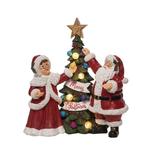 Transpac Resin 11.75 in. Multicolored Christmas Light Up Tree Decorating Decor - Green, White, Red - 10.5" x 6.25" x 11.75"