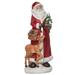 Transpac Resin 12 in. Multicolored Christmas Santa with Tree and Reindeer Figurine