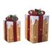 Transpac Wood 12.5 in. Multicolored Christmas Light Up Snow Cove Gift Decor Set of 2
