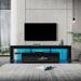 Modern TV Stand Adjustable Led System TV Stand Sturdy MDF and Tempered Glass TV Console with Two Drawers and Open Shelves