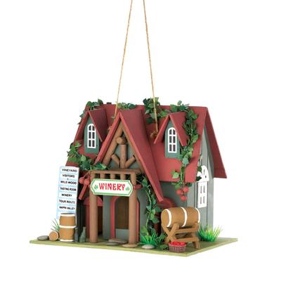 Cottage Winery Outdoor Hanging Birdhouse - 10.25" - Gray and Red