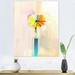 George Oliver Paint Brush Print Yellow Flowers - Modern & Contemporary Canvas Art Print Canvas in Blue/Orange/Yellow | 12 H x 8 W x 1 D in | Wayfair