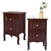2pcs Retro Style Multifunctional Nightstand with 2 Drawers