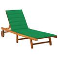 Winston Porter Patio Lounge Chair Sunbed Sunlounger w/ Cushion Solid Acacia Wood Wood/ in Brown/White | 33.5 H x 78.7 W x 48.4 D in | Wayfair