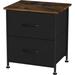 Rebrilliant Kinadee 2 - Drawer Steel Nightstand in Charcoal/Dark Walnut Wood/Metal in Black/Brown | 20.3 H x 15 W x 11.8 D in | Wayfair