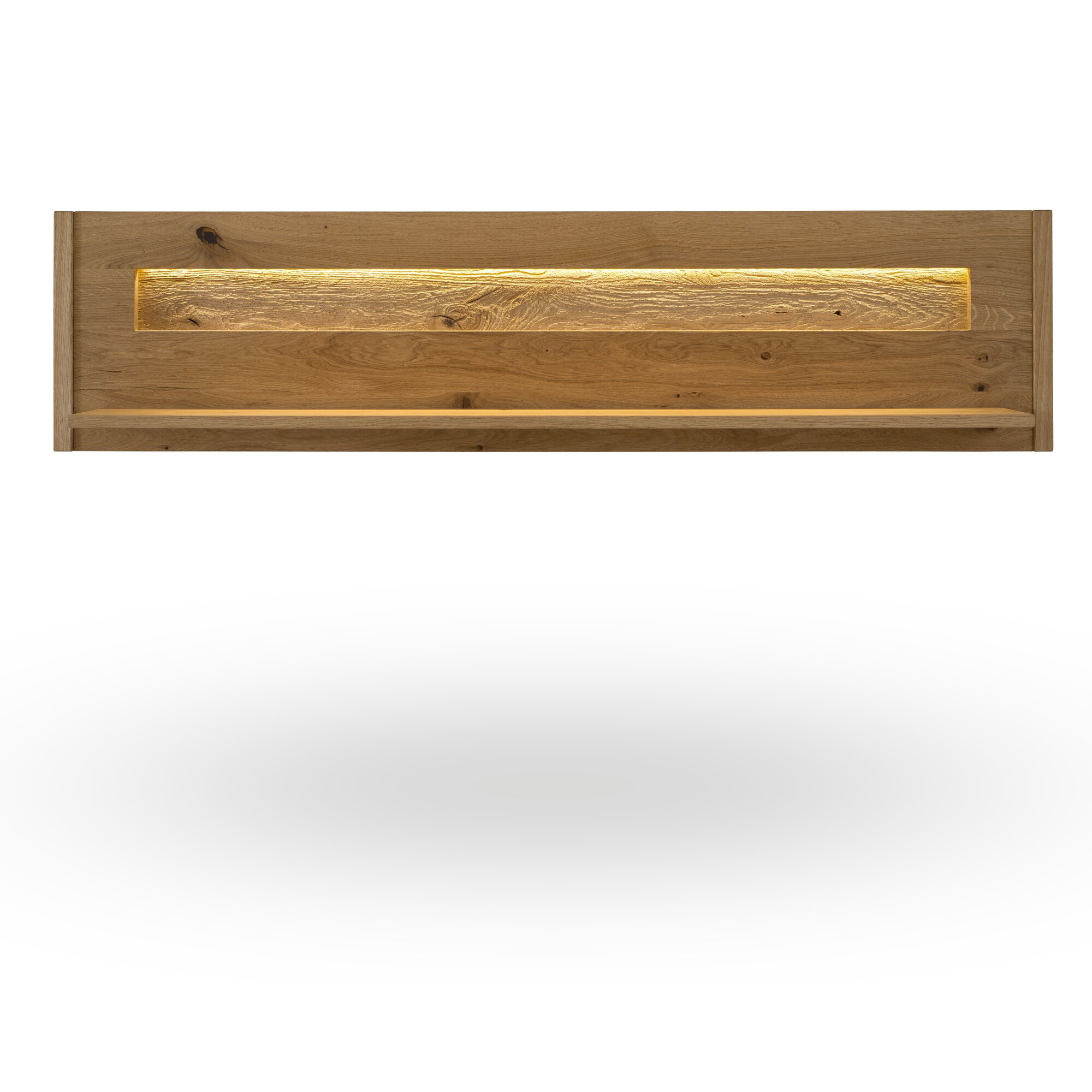 Massivholz »St. Gallen« Wandregal I natur geölt / mit Beleuchtung Image