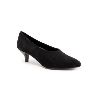 Wide Width Women's Kimber Heeled Pump by Trotters in Black Suede (Size 7 W)