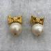 Kate Spade Jewelry | Kate Spade Gold Bow And Faux Pearl Post Earrings | Color: Cream/Gold | Size: Os