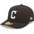 Men's New Era Cleveland Guardians Black & White Low Profile 59FIFTY Fitted Hat